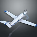 Small Private Aircraft with White Fuselage Blue Wings and Propeller