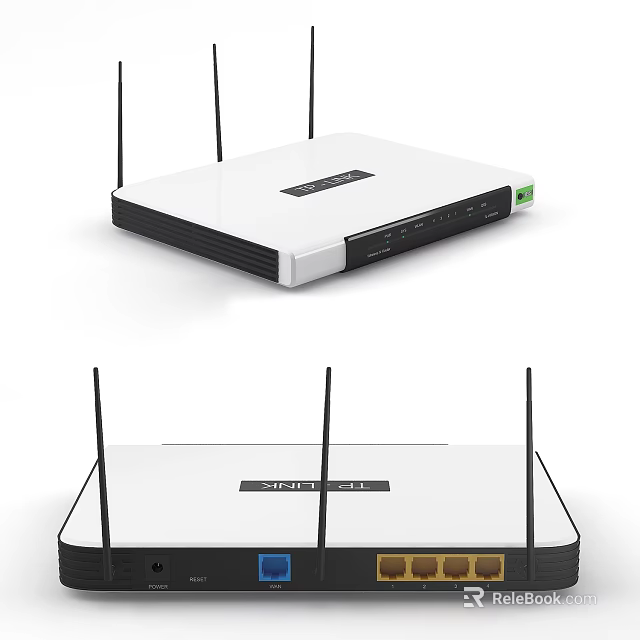 White Wireless Router For Computer Network With Multiple Antennas And High Performance 3d model 