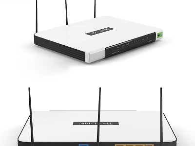 White Wireless Router For Computer Network With Multiple Antennas And High Performance 3d model