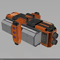 Futuristic Sci Fi Weapon With Orange Gray Mechanical Armored Panels And Pipeline Structure 3d model
