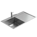 Modern Stainless Steel Kitchen Sink With Single Bowl And Faucet Design