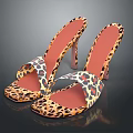 Stylish Leopard Print High Heel Sandals with Stiletto Heel Square Toe Red Insole