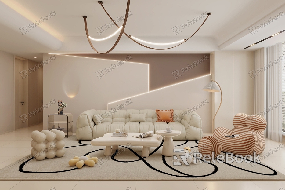 modern living room cream living room model