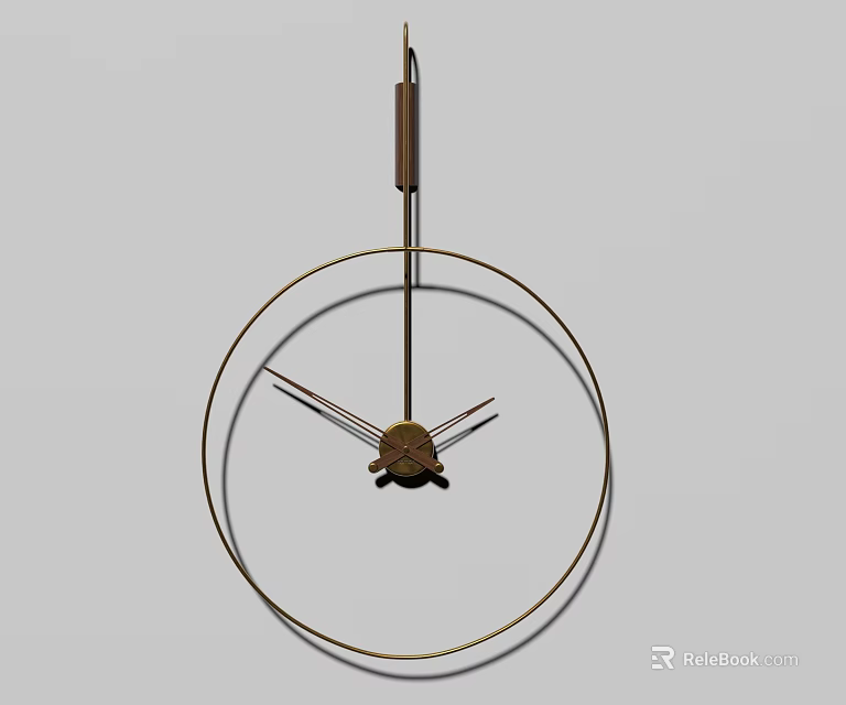 Modern Minimalist Circular Wall Clock With Metal Frame And Pendulum Design 3d model