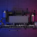 Detailed Industrial Equipment Structure With Pipes Wiring And Mechanical Components