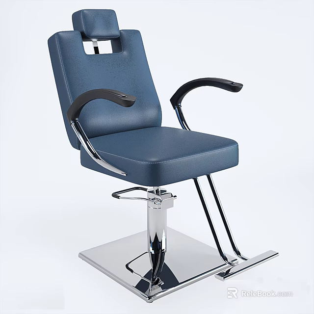 Modern Blue Leather Massage Chair With Chrome Base And Supportive Armrests 3d model 