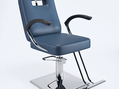 Modern Blue Leather Massage Chair With Chrome Base And Supportive Armrests 3d model