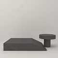 Modern Minimalist Gray Coffee Tables With Rectangular And Round Shapes 3d model