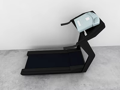 Black Frame Treadmill With Blue Control Panel And Black Running Belt 3d model