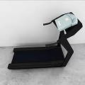 Black Frame Treadmill With Blue Control Panel And Black Running Belt