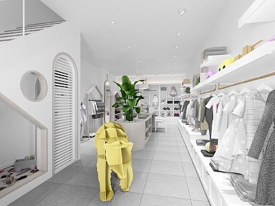 Clothing Store Clothing Storefront Beauty Nail Shop Hanger Exhibition Hall Display Rack 3d model