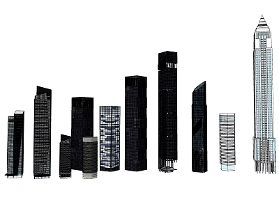 Modern Office Buildings With Various Architectural Designs And Urban Skyline Structures 3d model