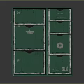 Green Storage Cabinet With Drawers Doors Numbered Labels And Star Patterns 3d model