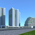 Modern Twin Tower Hotel Building With Green Surroundings And Nearby Roads