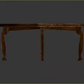 Two Round Wooden Coffee Tables With Carved Edges And Slim Legs On Dark Background