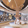 Modern Kindergarten Interior With Tree Structure Teddy Bear And Reception Area 3d model