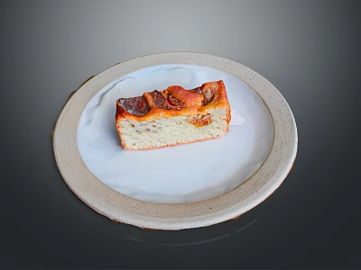 Delicious Homemade Cake On White Ceramic Plate With Fresh Fruit Topping And Soft Texture 3d model