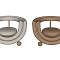 Modern Accent Chair with Curved Armrests Golden Metal Upholstered Seat Wheels and Various Neutral Tones