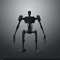 3D Mechanical Robotic Character With Green Torso Extended Arms And Blue Feet
