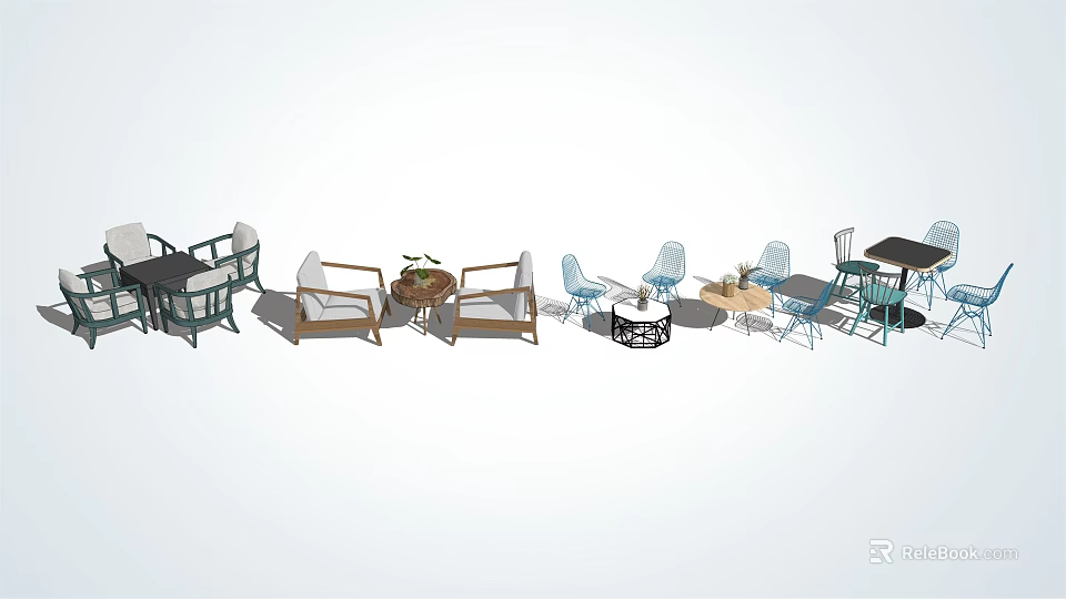 Various Style Table And Chair Sets With Different Materials For Indoor Outdoor Use 3d model 