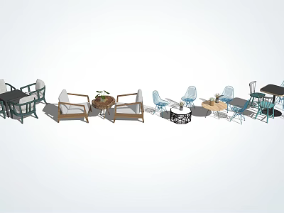 Various Style Table And Chair Sets With Different Materials For Indoor Outdoor Use 3d model