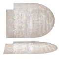 Designer Shaped Textured Beige Rug With Striped Pattern For Modern Home Decor