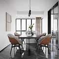 Modern Living and Dining Room Interior With Sofa Armchair And Large Windows For Natural Light