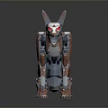 Futuristic Cybernetic Dog With Metallic Body And Red Glowing Eyes