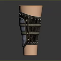 Medieval Leather Knee Armor With Silver Metal Rivets And Braided Details