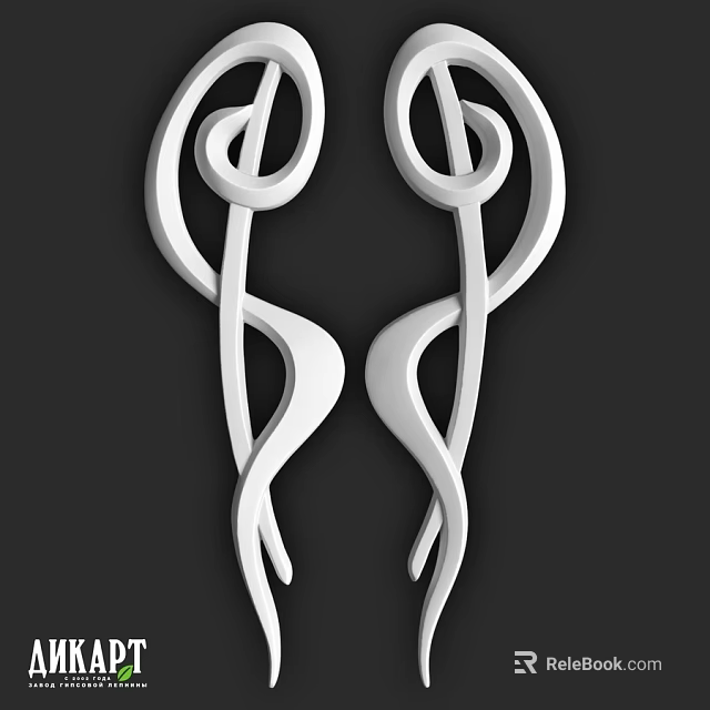 Symmetric Spiral White Components Abstract Decorative 3D Design With Black Background 3d model 