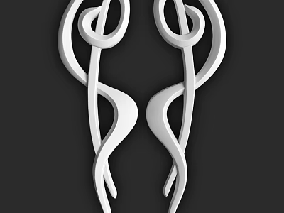 Symmetric Spiral White Components Abstract Decorative 3D Design With Black Background 3d model