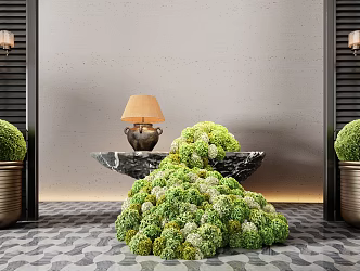 Hotel End View Platform Green Plant Moss Floriculture Moss Combination 3d model
