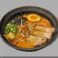 Homemade Ramen Bowl With Soft Boiled Egg Chashu Pork Green Onions Nori And Red Broth