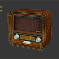 Vintage Electronic Radio With Wooden Case Mesh Speaker And Control Knobs