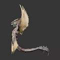 Decorative Dragon Figurine With Yellow Red Feathers And Spread Wings Detailed Design