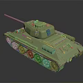 Green Military 3D Tank Model with Turret Cannon Tracks on Dark Background