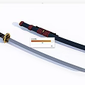 Traditional Samurai Sword With Silver Blade Red Black Hilt And Black Scabbard
