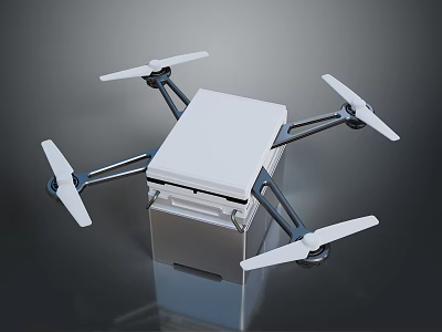 Aerospace Quadrotor Drone With Cargo Transport Box For Space Exploration Missions 3d model
