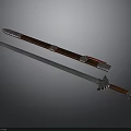 Ancient Sword With Silver Blade Brown Scabbard And Ornate Silver Decorations