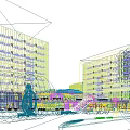 Modern Commercial Complex With Open Plaza And Architecture