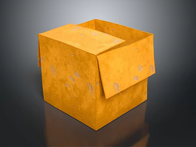 Yellow Cardboard Box With Open Lid For Storing Daily Living Supplies 3d model