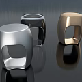 Modern Single Chair in Gold Transparent and Silver with Sleek Reflective Surface Against Mountain Backdrop
