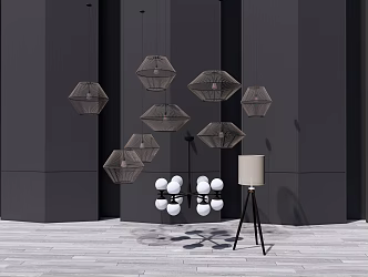 Modern lamp combination chandelier 3d model