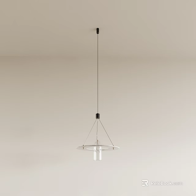 Modern Simple Design Chandelier With Metal Structure And Glass Lampshade Hanging On Ceiling 3d model 