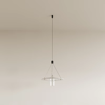Modern Simple Design Chandelier With Metal Structure And Glass Lampshade Hanging On Ceiling 3d model