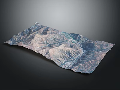 3D Mountainous Terrain Model Featuring Undulating Valleys And Various Colors 3d model