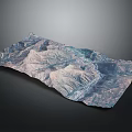 3D Mountainous Terrain Model Featuring Undulating Valleys And Various Colors