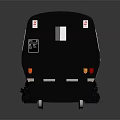 Modern Commuter Train Featuring White Black Red Stripe Exterior And Blue Seats Through Windows