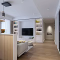 Modern Living Room Interior With Sofa Coffee Table Pendant Lights And Bookshelf