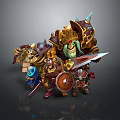 Fantasy Characters and Creatures Armed with Swords Shields and Battle Armor 3d model